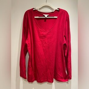 Charter Club Bold Red Long Sleeve V-Neck Top and Matching Pants SET ONLY - NWT